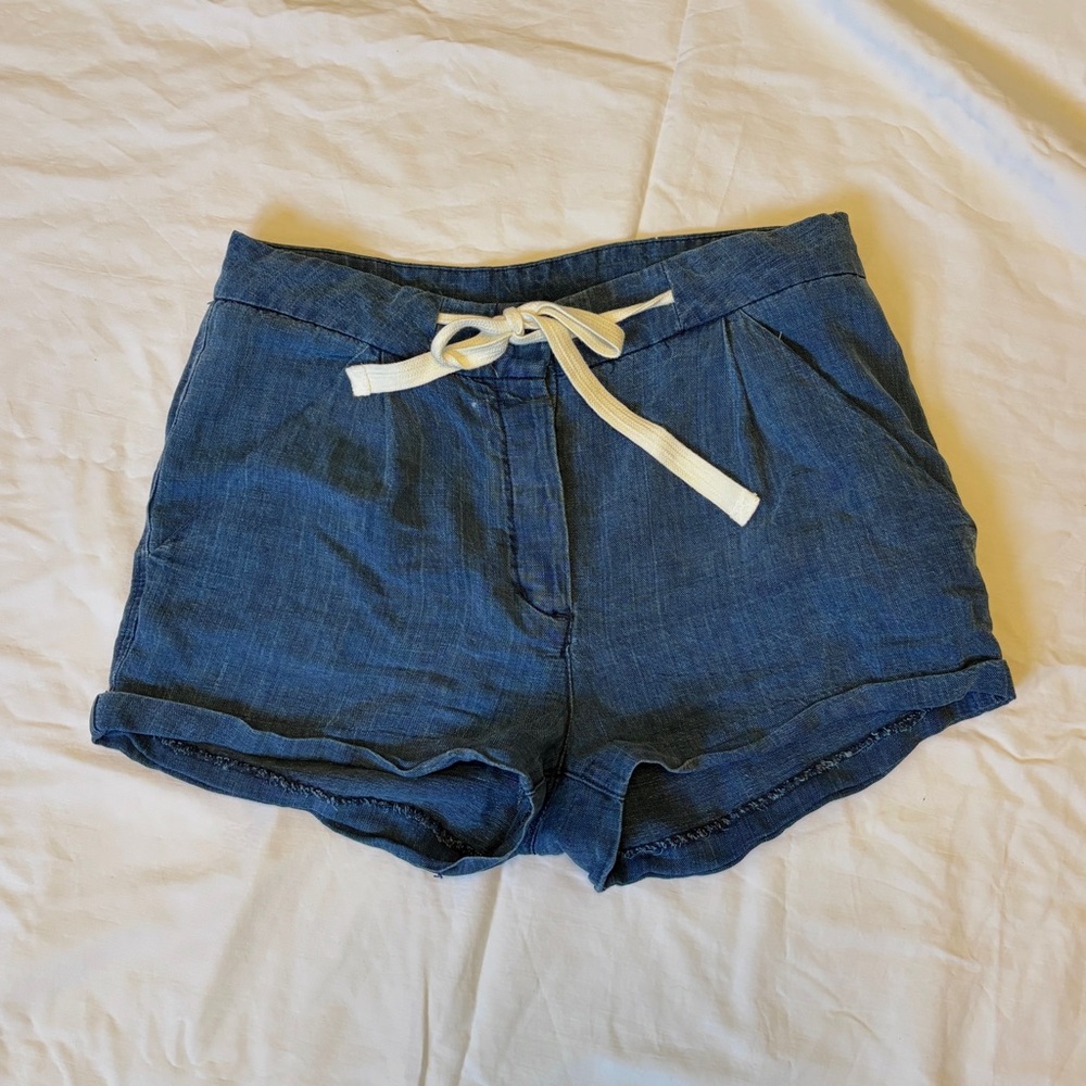 Aritzia Wilfred Linen Blend denim summer shorts size 6 medium